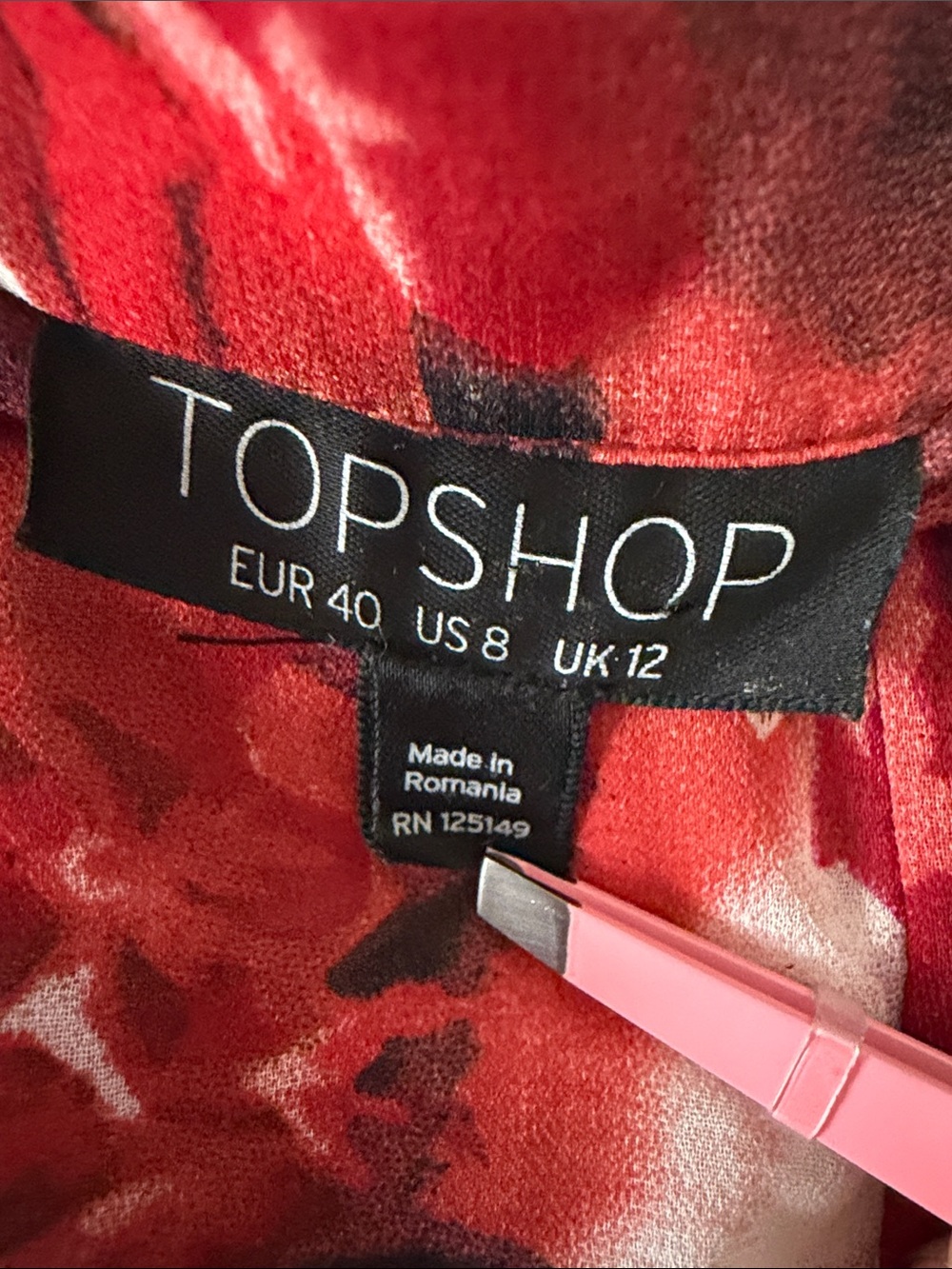 Topshop Red Floral High-Low Skirt - Picture 4 of 6